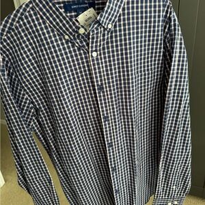 Bower & Broome NWT Navy and White Plaid Men's Shirt